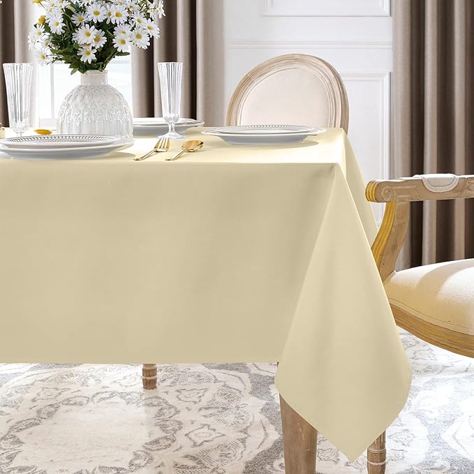 Softalker Rectangle Tablecloth, Waterproof & Stain Resistant Table Cloths Wrinkle Free Fabric Washable 210GSM Polyester Table Cover for Dining/Party/Outdoor - 60 x 102 inch,Khaki