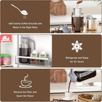 Cold Brew Coffee Maker Jar - 64oz Thick Glass Multipurpose Mason Pitcher Spout Lid with Handle & Stainless Steel Filter for Iced Coffee, Lemonade, Ice Tea, Homemade Fruit Drinks Container（2Pack）