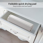 Stone Drying Mat for Kitchen Counter, Collapsible Diatomaceous Earth Dish Drying Mats, Supe Absorbent Quick Dry Stone Mat Kitchen，PU Leather Surface Removable and washable (White, 23.6”x15.4”)