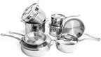BergHOFF Professional Tri-ply 18/10 Stainless Steel 13Pc Cookware Set With Matching Lid Safe Grip Handle Induction Cooktop Measurement Markings Inside Fast & Even Heat Oven Safe Dishwasher Safe