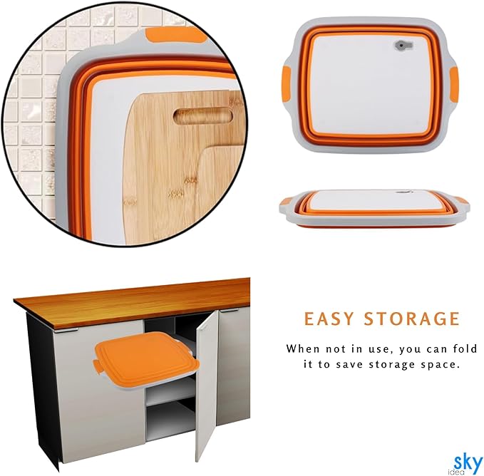 Collapsible BBQ Prep Tub(4.22 Gal/16L), Large BBQ Prep Tub with Lid & 2 Pcs Meat Shredder Claws, Foldable Marinating Food Storage, Multifunction Cutting Board, Barbeque Marinate Storage, Resting Meat