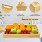 Bamboo Serving Tray with Handles Set of 2, Elegant Wood Tray for Serving Food, Coffee, or Decoration- Suitable for Living Room, Kitchen, Bedroom, Bathroom and BBQ, Picnic