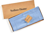 Solino Home Linen Cornflower Blue Table Runner 72 Inches Long - 100% Pure Linen Hemstitch Table Runner 14 x 72 Inch for Dresser, Dining and Summer - Classic Hemstitch