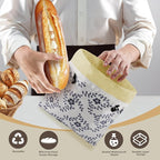 2 Pack Reusable Beeswax Bread Bag,Large Linen Sourdough Bread Bags,Freshness Can be Refrigerated Storage Sourdough Bags