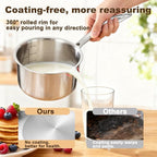 2.5 Quart Triple Stainless Steel Saucepan with Lid, Ramen Pot with Clear Glass Cover, Small Sauce Pan for Cooking Oatmeal, Induction-Ready, Dishwasher-Safe, Suitable for All Stoves