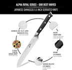 Zelite Infinity 5.5 Inch Serrated Bread Knife for Homemade Bread - Razor Sharp Japanese AUS-10 Super Steel 67-layer Damascus Knife; Sourdough Bread Knife & Bread Cutting Knife - Luxurious Gift Box