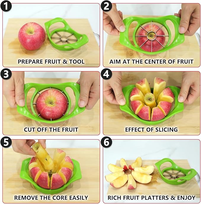 3.86 Inch Apple Slicer & Handheld Apple Peeler,Super Sharp Apple Cutter and Corer 8 Slices, Foldable Manual Rotating Apples Pear Peeler for Round Vegetables and Fruits