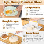 HK Sourdough Starter Kit, Sourdough Bread Baking Supplies with 9'' Round Banneton Bread Proofing Basket, 34oz Sourdough Starter Jar, Bread Lame, Dough Scraper, Dough Whisk & Silicone Baking Mats