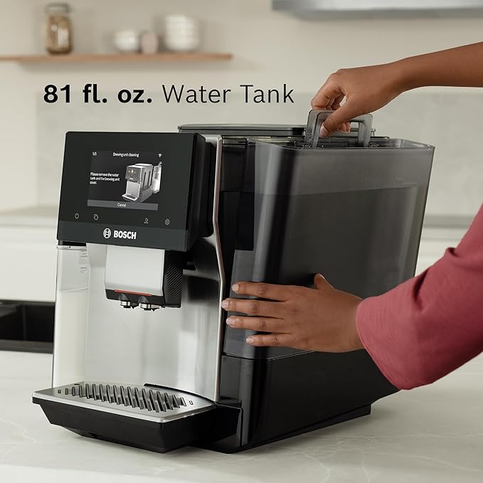 Bosch 800 Series Fully Automatic Espresso and Coffee Machine – 36 Drinks with Coffee World, Cold Brew, Double Cup, Integrated Milk Container, Smart Features, in Stainless Steel TQU60703