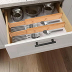 Adjustable Bamboo Drawer Dividers 17"-21", Speaid Safety 4-Pack, Drawer Dividers Kitchen With Cushioning Pads (4)
