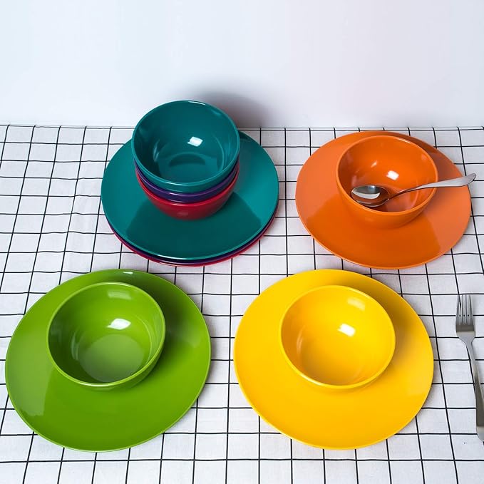 KX-WARE Melamine Bowls set - 28oz 6inch 100% Melamine Cereal/Soup/Salad Bowls, Set of 12 in 6 Assorted Colors | Shatter-Proof and Chip-Resistant Dishwasher Safe, BPA Free