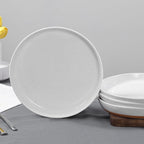 4 Piece Stoneware Plate Sets, White Ceramic Dinner Plates, 10 Inch Modern Porcelain Serving Plates, Scratch Resistant, Microwave&Dishwasher Safe,White(Brown Bottom)