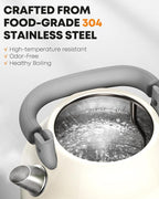 Amaste Electric Kettle, Retro Electric Tea Kettle With Thermometer, 57 Oz Hot Water Kettle For Coffee & Tea, 304 Stainless Steel, 1500w Fast Boiling, Auto Shut-Off & Boil Dry Protection, Cream White