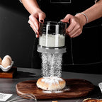 ‌3 Cup Flour Sifter, Sifter for Baking Sifter Handheld Baking Sieve Food-Grade Double-Filter Stainless Steel Flour Sifter Non-Rust Sifter used for Rapid Screening of Flour Apricot Flour Sugar Powder