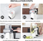 VEKAYA Cheese Grater, Cheese Grater Hand Crank, 4 Interchangeable Blades Cheese Shredder, Vegetable Slicer, Non-slip Suction Base, Easy to Clean Rotary Grater with Handle (White)