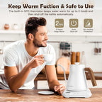 ECORELAX Gooseneck Electric Kettle, ±1℉ Temperature Control Pour Over Kettle for Coffee, Tea & Water, Stainless Steel 1200 W Keep Warm OLED Display 1 L (White)