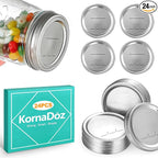 24 Pack 70mm Regular Mouth Mason Jar Lids, Split-Type Food Grade Metal Caps with Leak Proof & Airtight Seal for Canning Jams, Pickles, Preserving Food