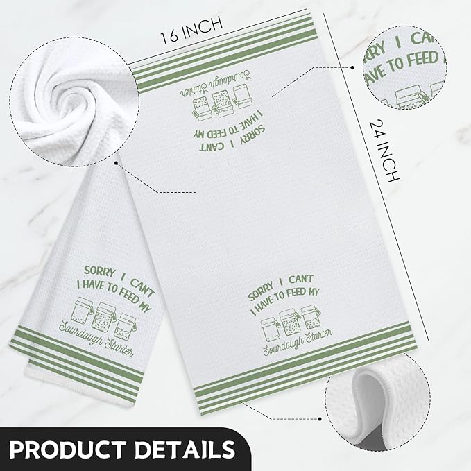 Funny Sourdough Baking Kitchen Towels, Gifts for Sourdough Bakers Tea Dish Towels for Kitchen, Baking Lover Gifts Decorative Hand Towels, 16x24 Inch Pink Green