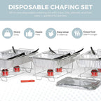 Large Full Size 33-Pcs Disposable Chaffing Buffet with-Covers, Utensils, Fuel Cans – Premium Chafing Dish Set for Events, Parties, Catering