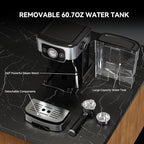 Espresso Machine 20 Bar with Steam Milk Frother, Stainless Steel Coffee Machine with Removable Water Tank for Cappuccino,Latte, Compact Stainless Steel Coffee maker for home,Great Gift