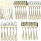 Champagne Silverware Set, 30-Piece Stainless Steel Champagne Flatware, 18/0 Stainless Steel Utensils, Dishwasher Safe, Modern Tableware for Home & Kitchen Dining