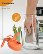 Glass Pitcher with Airtight Lid and Spout, 64oz Glass Mason Jar | Wide Mouth | Leakproof | Water Jug for Juice, Sun Iced Tea, Cold Brew Coffee, Milk Storage, Orange