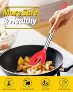 Pack of 2 Large Silicone Cooking Spoons,Non Stick Solid Basting Spoon,Heat-Resistant Kitchen Utensils for Mixing,Serving,Draining,Stirring (RED)