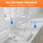 Dish Drying Rack - 304 Stainless Steel Dish Rack for Kitchen Counter, Adjustable Spout Auto-Draining Dish Rack, 2-Tier Kitchen Organizers and Storage Rack with Drainboard and Cutlery Holder White