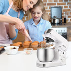 Kitchen in the box Stand Mixer,3.2Qt Mini Electric Food Mixer,6 Speeds Portable Lightweight Kitchen Mixer for Daily Use with Egg Whisk,Dough Hook,Flat Beater (White)
