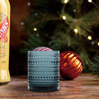 Hobnail Drinking Glasses Set of 6, Vintage Colored Glassware 11oz, Beverage Glass Cups for Water, Juice, Cocktail (Blue)