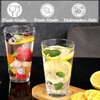 16.3 oz Drinking Glasses Set of 4, Glass Cups Set,Pint Glasses, Iced Coffee Cups,Highball Drinkware Glassware, Water Glasses for Cocktails,Beer,Wine,Juice