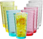 BPA-Free Plastic Tumblers 8 Pack (8x22oz) | Reusable Dishwasher Safe | Stackable Shatterproof Cups | Plastic Drinkware & Drinking Tumblers for Restaurant, Home, Party