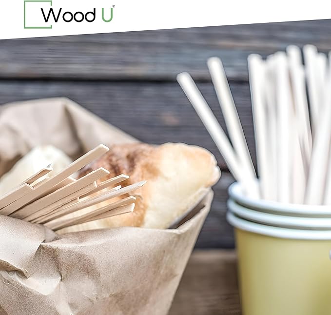 Premium 7" Wooden Coffee Stir Sticks - Eco Friendly Square-End Coffee Stirrers Sticks 1000-Pack