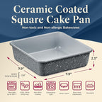 Square Cake Pan - Aluminized Steel, Ceramic Non-Stick Coating, Non-Toxic, Ideal Size, Heavy-Duty, Elevate Your Baking with Durability and Style!