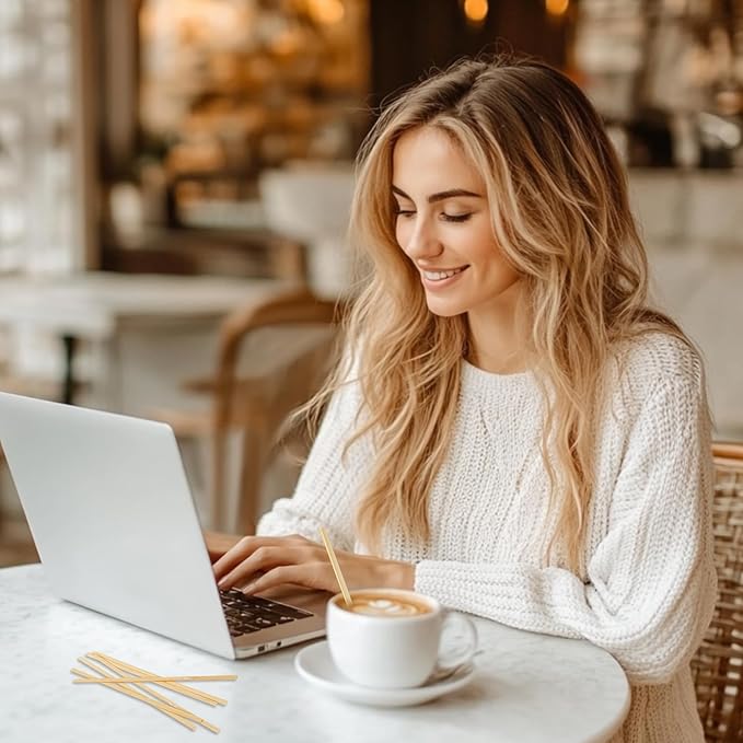 MAQIHAN 1000pcs Sip Stirrers - Bamboo Coffee Stir Sticks Disposable Hot Drink Beverage Stirring Swizzle Stir Sticks For Coffee，Milk, Juice, Cocktail, Chocolate, Suit For Party, Bar 5.5 Inch Square