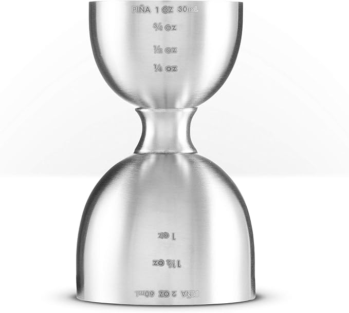 Piña Barware Stainless Steel Commercial 2oz. / 1oz. Bell Style Measuring Jigger Bar Tool - Brushed Finish, One Jigger