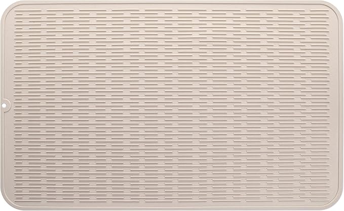 Silicone Dish Drying Mat for Multiple Usage,Easy clean,Eco-friendly,Heat-resistant Silicone Mat for Kitchen Counter or Sink,Refrigerator or Drawer Liner Tapioca 3XL 28 inches x 18 inches