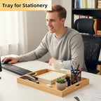 Bamboo Serving Tray with Handles Set of 2, Elegant Wood Tray for Serving Food, Coffee, or Decoration- Suitable for Living Room, Kitchen, Bedroom, Bathroom and BBQ, Picnic