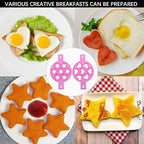 Pancake and Egg Mold 7 Cavity,Reusable Non-Stick Silicone Heart Star Shape Mold with Handle for Making Mini Pancakes, Fried Eggs, Muffins, Burgers