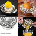 Citrus Lemon Orange Grapefruit Juicer Manual Squeezer 304 Stainless Steel Robust Hand Juicer Reamer Rotation Press with Strainer＆10oz Bowl, 2 Pour Spouts, Dishwasher Safe, Easy to Clean, Heavy Duty
