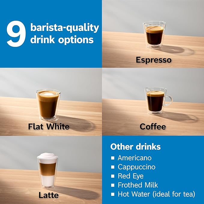 Bosch 500 Series Fully Automatic Espresso and Coffee Machine – Touch Control Panel, Milk Hose, Ceramic Grinder, Uses Beans & Ground Coffee, 9 One-Touch Drinks, in Black TPU40109