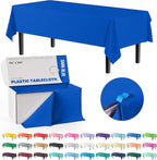 Exquisite Dark Blue Plastic 54x300 inches Rectangular Tablecloth Roll with Built-in Cutter - 300 Feet, All-Season, 1 Count