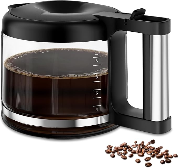 10-Cup Coffee Pot Replacement for De'Longhi COM532M 3066 3067 3093 3094 3111 3112 KF140 KF863 & BCO Series, Glass Carafe Compatible with De'Longhi Coffee Maker Espresso Machine