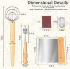 Danish Dough Whisk - Bread Making Tool Set of 3 Pieces, Kitchen Bench Scraper, Sourdough Lame with 5 Pc Blades, Dough Scoring Tool Essential Kit for Making Bread, Sourdough, Pizza, Hamburger, Pastries