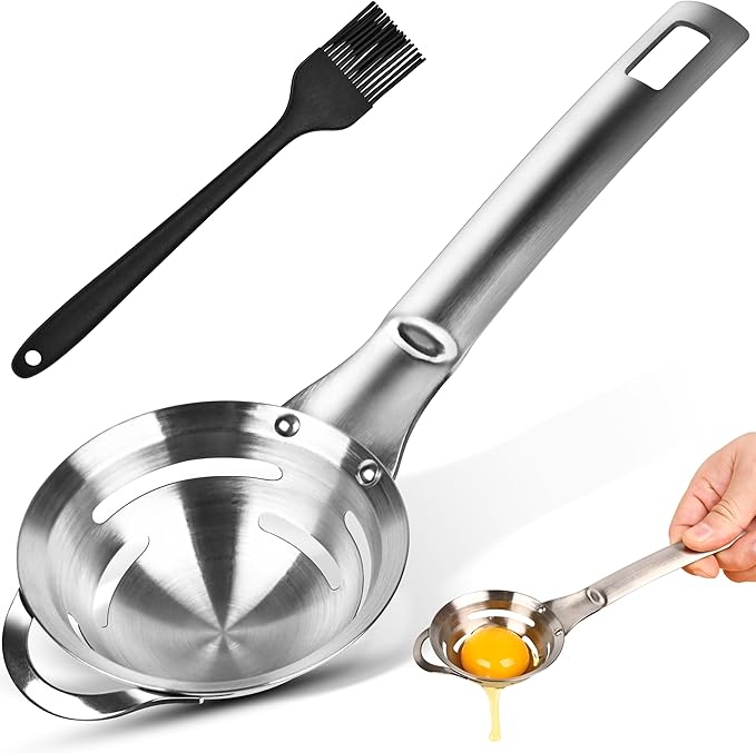 Stainless Steel Egg Yolk White Separator for Raw Eggs,6-Hole Design, Quick Egg Yolk & White Separation, Kitchen Tool for Cooking & Baking