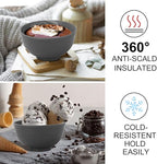 wheat straw small bowls 10oz set of 8 - Unbreakable Dessert Bowls for kids - Mini Bowl Sets for Ice Cream,Snack and Fruits - Microwave & Dishwasher Safe Appetizer Bowls (Deep Grey)