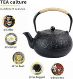 60.9oz YJX Cast Iron Teapot, Japanese Tetsubin Tea Kettle for Stovetop Safe, Cast Iron Tea Pot with Infuser for Loose Leaf, Black Kettle Teapot, Good Gift For Tea Lovers(1800ml)