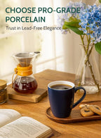 Sweese Porcelain Coffee Mugs - 16 Ounce (Top to the Rim) for Coffee, Latte, Tea, Cocoa, Set of 4, Navy