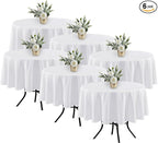 Fitable 6 Pack White Round Table Clothes - 70 Inches in Diameter - Stain Resistant and Washable Tablecloths, Polyester Fabric Table Covers for Wedding, Party, Banquet, Gathering