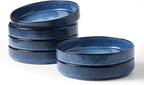 famiware Star 8.25" Pasta Bowls, Large Dinner Bowls Set of 6, Salad Bowl Plates, Shallow Bowls for Eating, Nebulas Blue